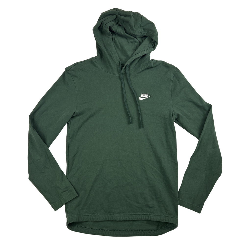 Nike Hoodie Mens Small Green Pullover Lightweight Long Sleeve Logo Casual